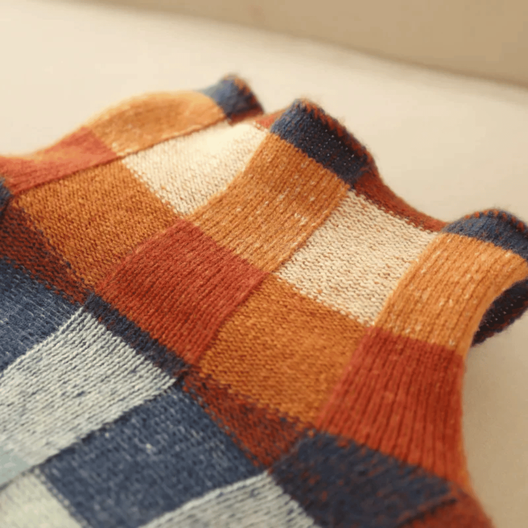 Kvinna Turtleneck Tröja Patchwork Design 4