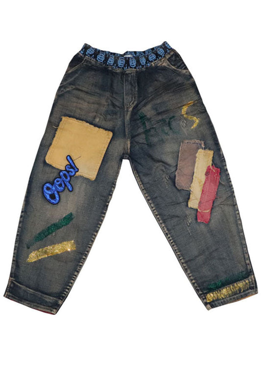 Kvinne Denim Byxor med Patch Applikation 4