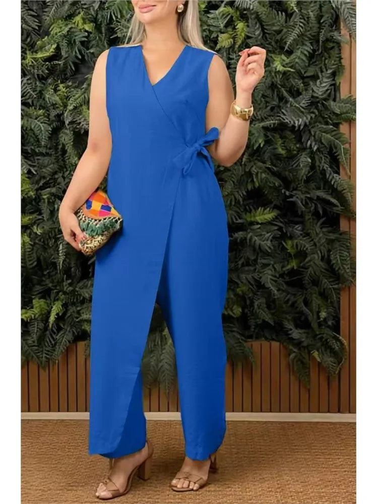 Kvinnlig Jumpsuit V-ringad Ärmlös 4