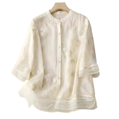 Kvinno Blus i Lättviktsbomull med Elegant Design 0