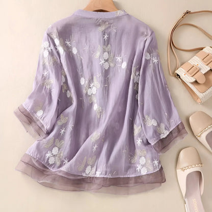Kvinno Blus i Lättviktsbomull med Elegant Design 1