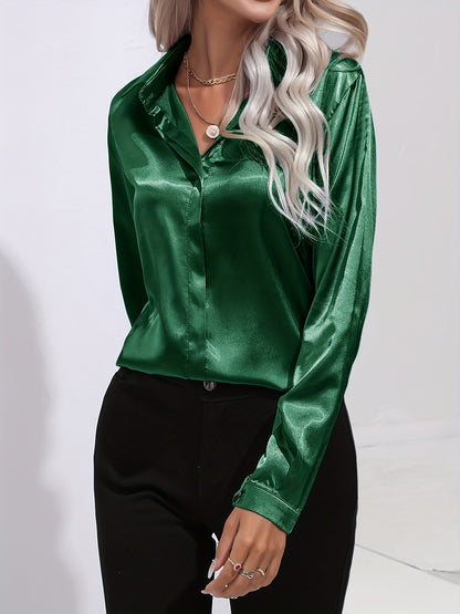 Kvinno Blus i Satin Chic Höststil 10