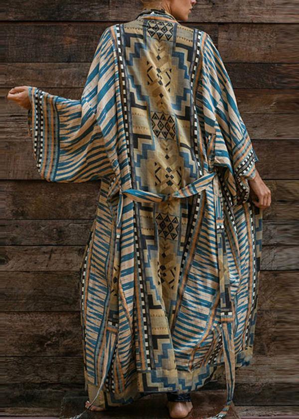Kvinno Kimono Rånad Långärmad Bohemisk Stil 2