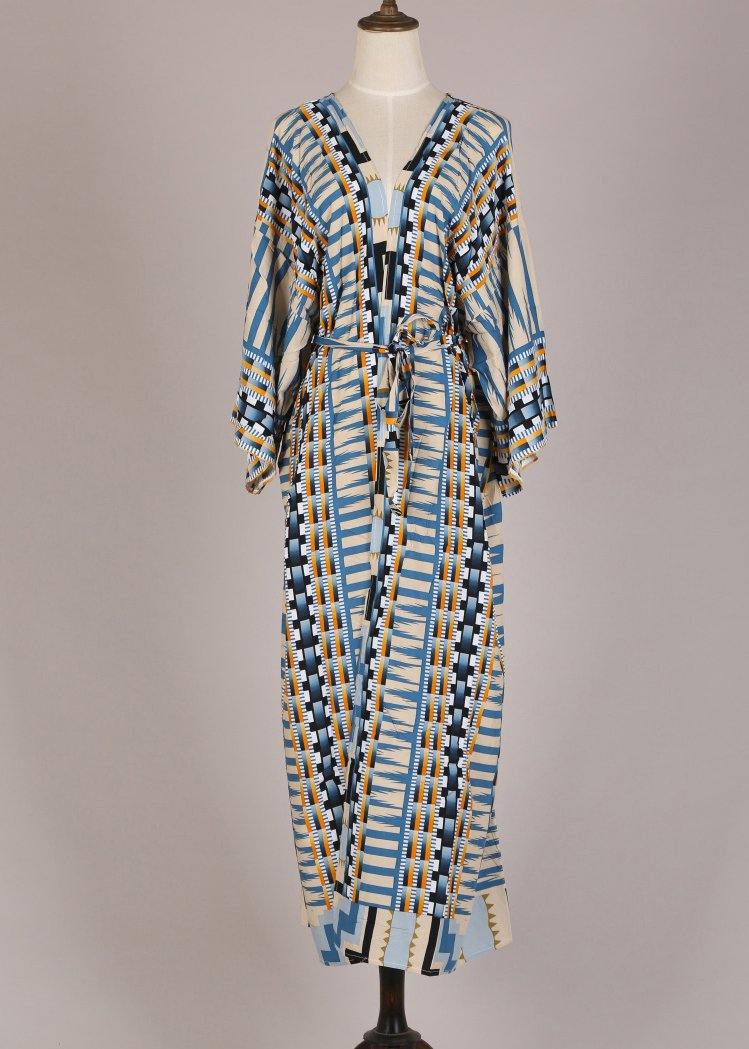 Kvinno Kimono Rånad Långärmad Bohemisk Stil 4