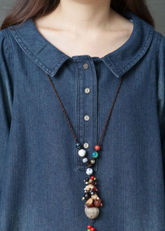 Kvinno Klänning med Peter Pan Krage och Långa Ärmar 4