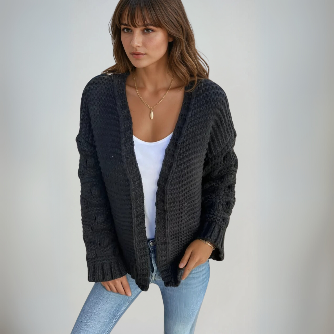 Kvinno Long Sleeve Cardigan Chunky Knit 1