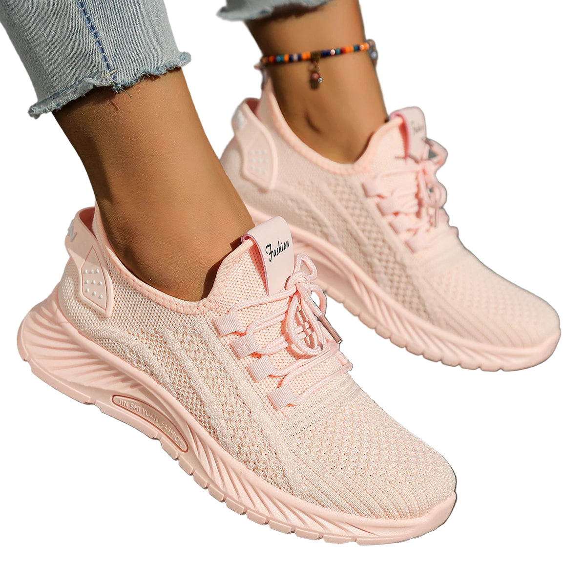 Kvinno Sneakers Casual Mode Fly Weaving 0