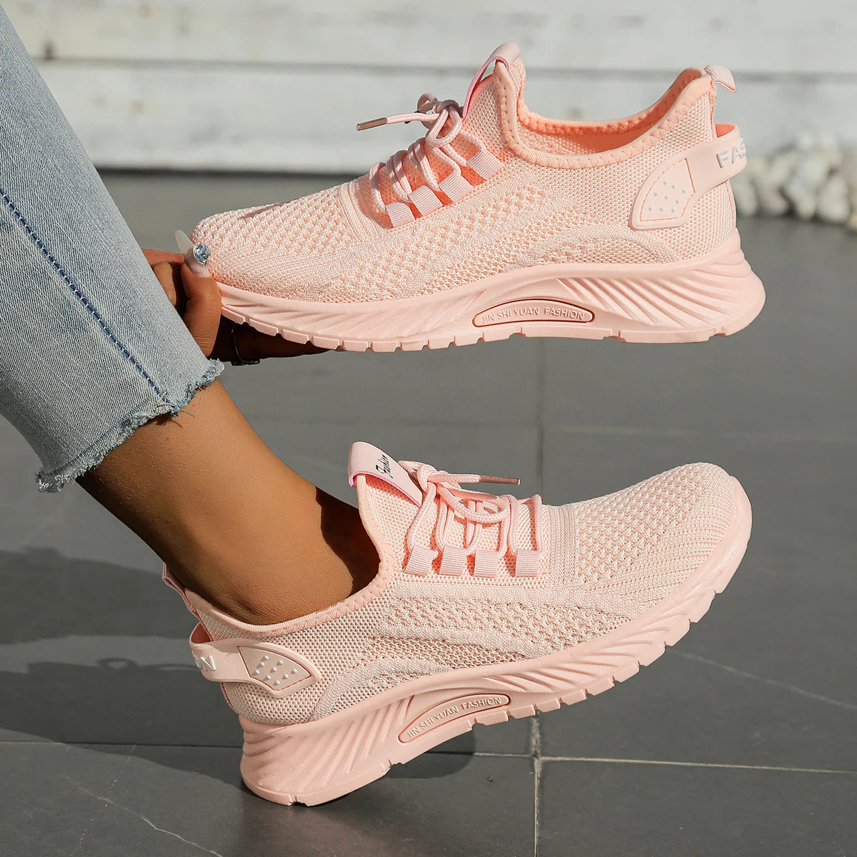 Kvinno Sneakers Casual Mode Fly Weaving 1