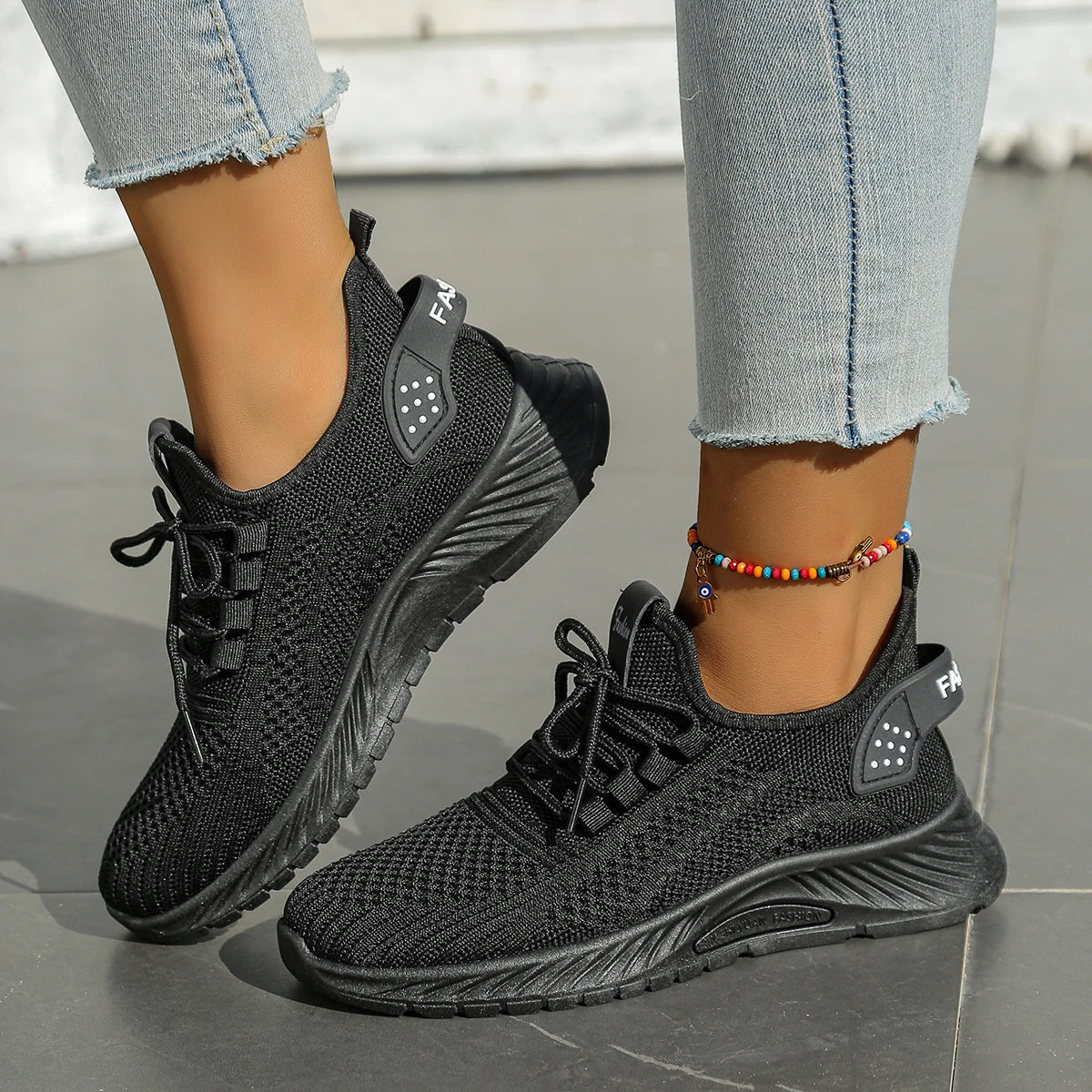 Kvinno Sneakers Casual Mode Fly Weaving 5