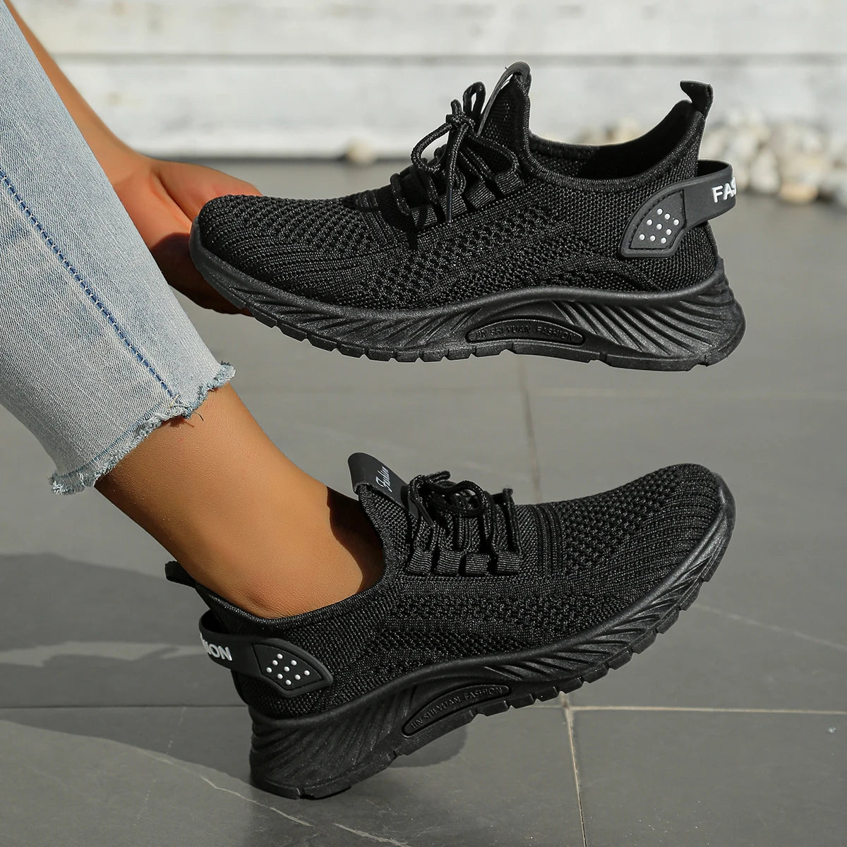 Kvinno Sneakers Casual Mode Fly Weaving 6