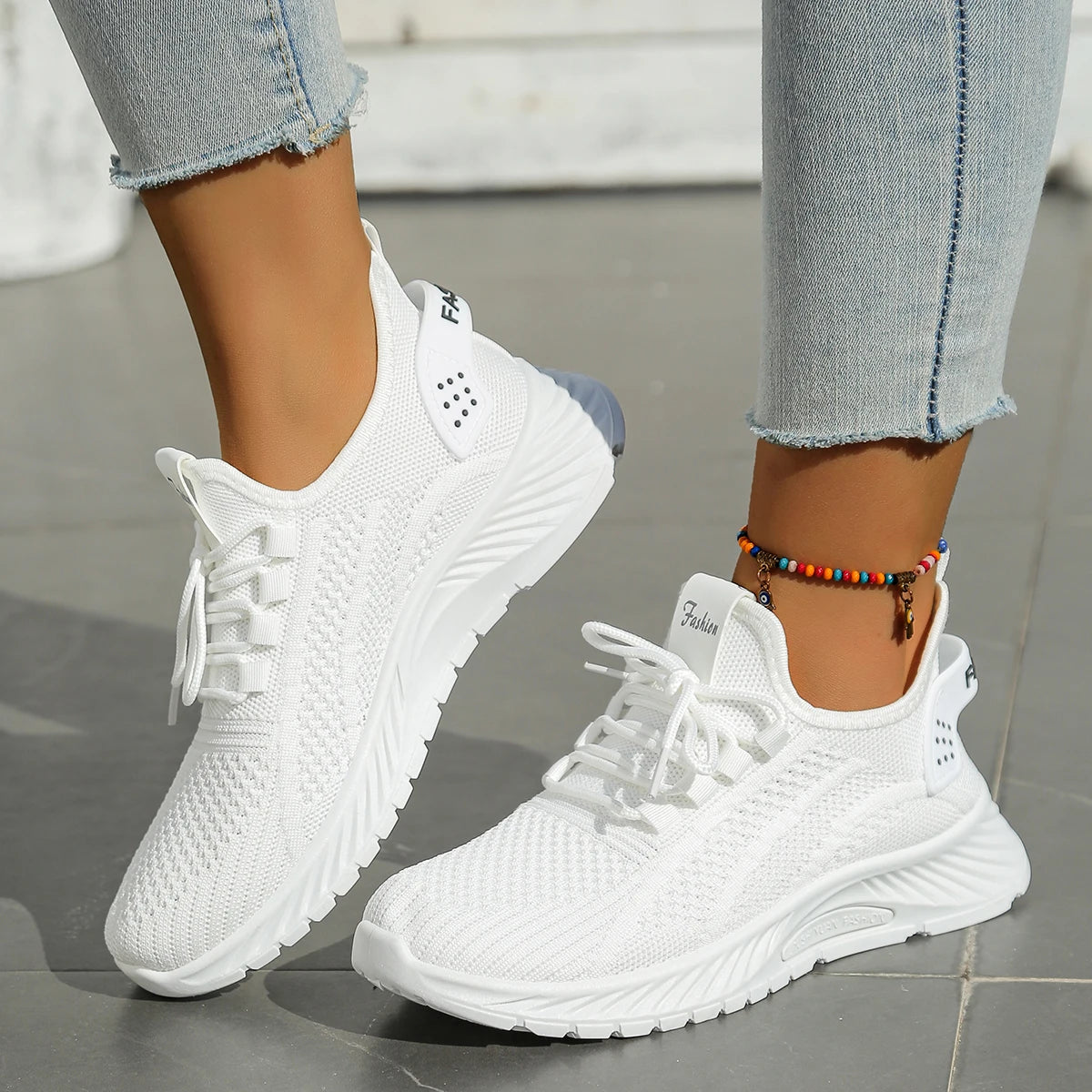 Kvinno Sneakers Casual Mode Fly Weaving 7