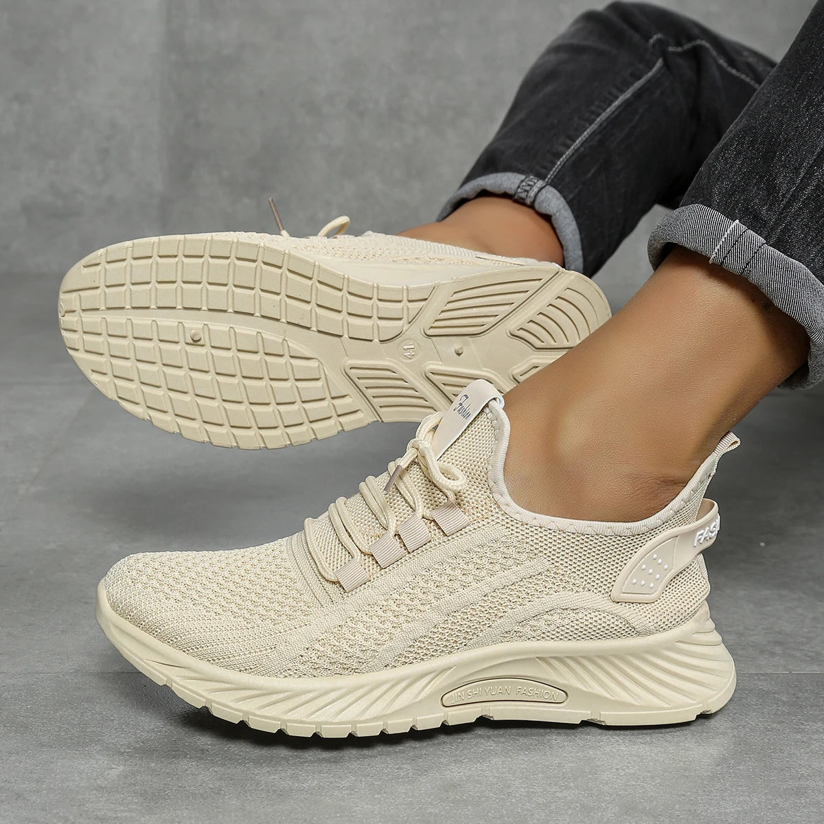 Kvinno Sneakers Casual Mode Fly Weaving 8