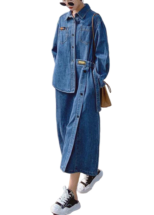 Kvinno lång klänning med asymmetrisk design och fickor 0