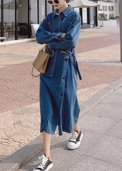 Kvinno lång klänning med asymmetrisk design och fickor 1