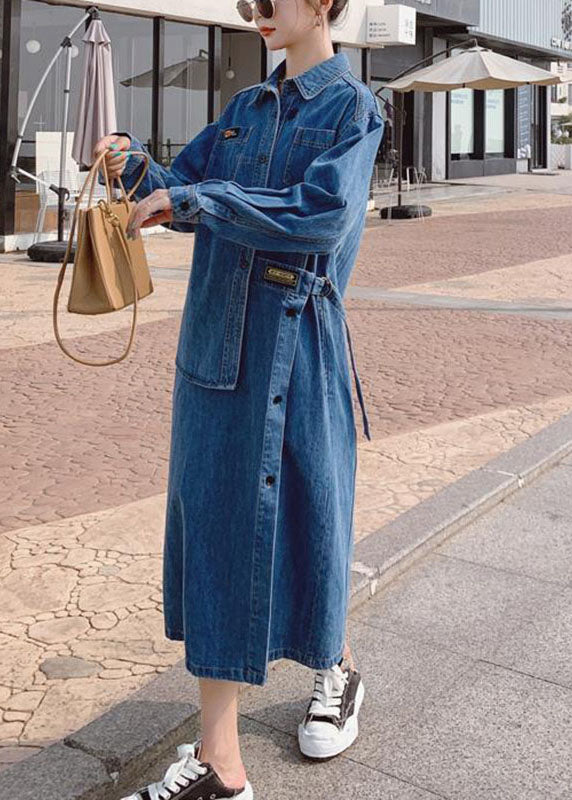 Kvinno lång klänning med asymmetrisk design och fickor 3
