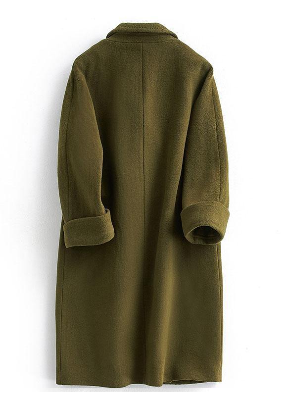 Kvinnojacka i Ull, Trendig Plus Size, Lång Dubbelknäppt 2