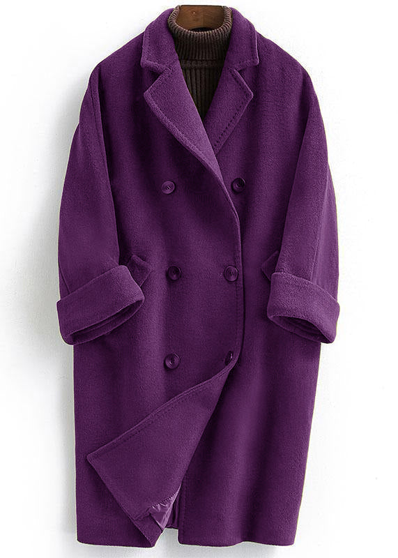 Kvinnojacka i Ull, Trendig Plus Size, Lång Dubbelknäppt 8