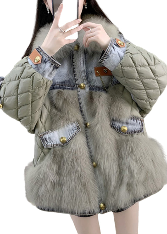 Kvinnor Denim Kappa med Foxkrage 1