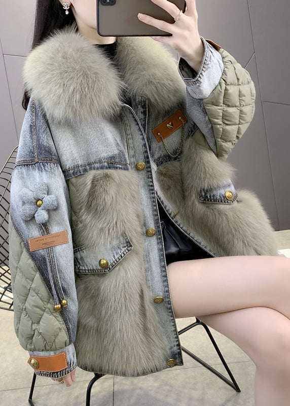 Kvinnor Denim Kappa med Foxkrage 2