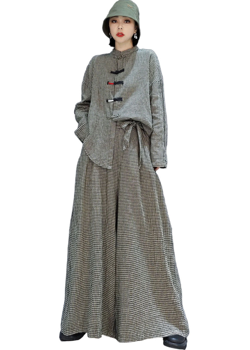 Kvinnors 2-delad Outfit med Rutiga Fickor 0