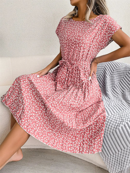 Kvinnors A-Line Klänning med Plisserad Design 2