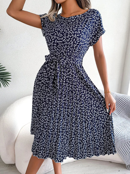Kvinnors A-Line Klänning med Plisserad Design 5