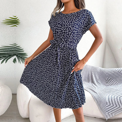 Kvinnors A-Line Klänning med Plisserad Design 8