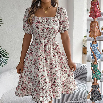Kvinnors A-line Klänning med Blommig Design 0