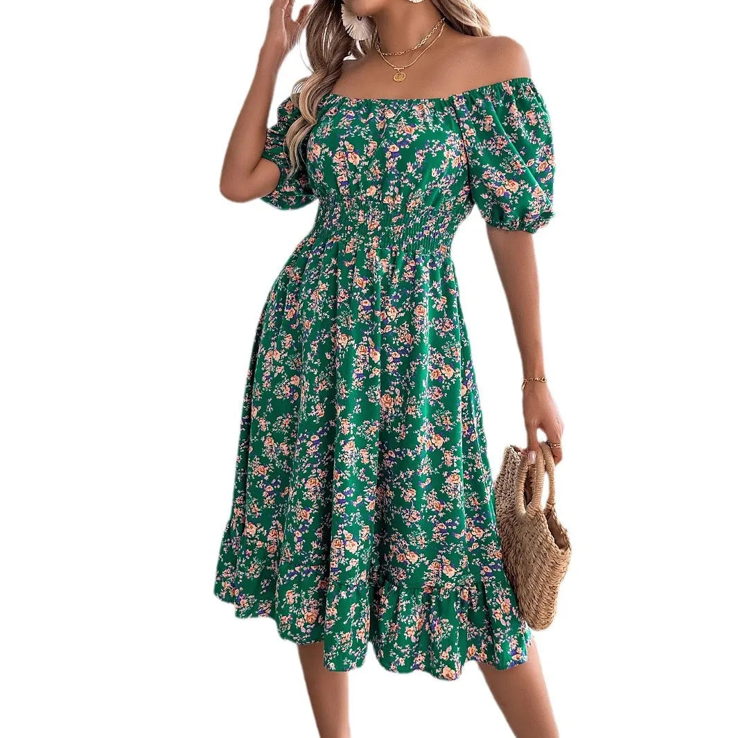 Kvinnors A-line Klänning med Blommig Design 5