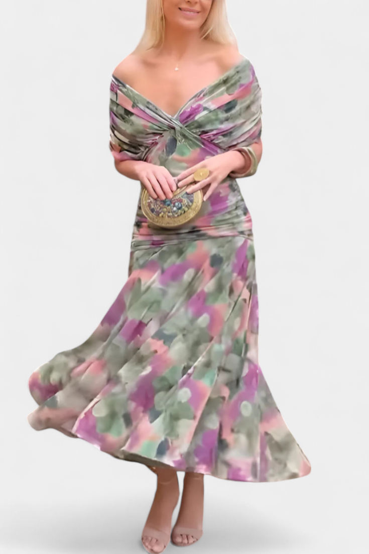 Kvinnors Aftonklänning Off-the-Shoulder Draperad 3