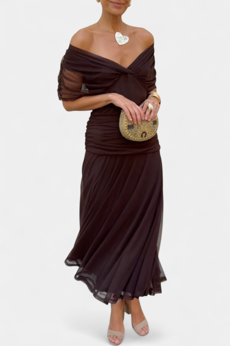 Kvinnors Aftonklänning Off-the-Shoulder Draperad 5