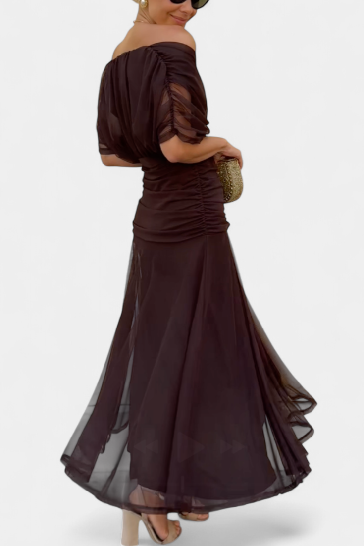 Kvinnors Aftonklänning Off-the-Shoulder Draperad 6