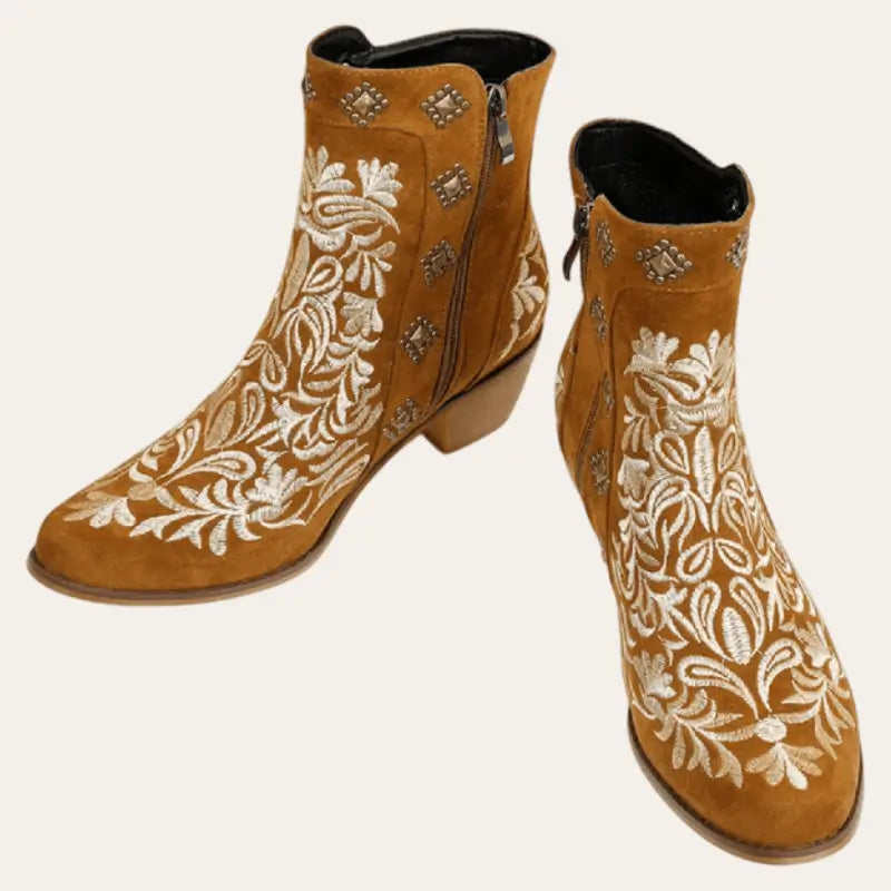Kvinnors Ankel Cowboy Stövlar Imitationsläder Gummi 5 cm Klack 1