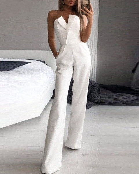 Kvinnors Ärmlös Jumpsuit Röd 1