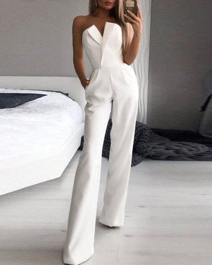 Kvinnors Ärmlös Jumpsuit Röd 1