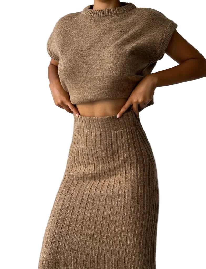 Kvinnors Ärmlöst Set Med Kjol Modern Stil 0