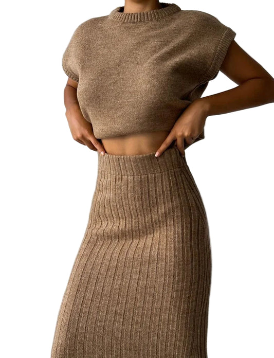 Kvinnors Ärmlöst Set Med Kjol Modern Stil 0