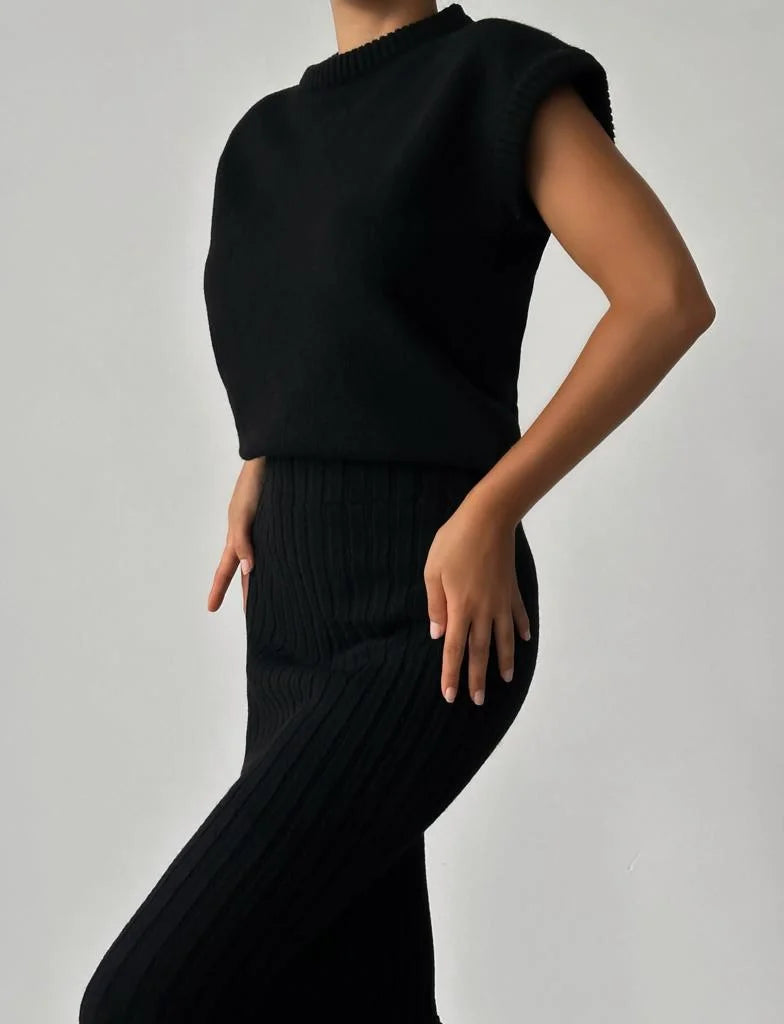 Kvinnors Ärmlöst Set Med Kjol Modern Stil 9