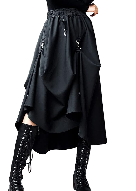 Kvinnors Asymmetrisk Designad Kjol i Svart 0