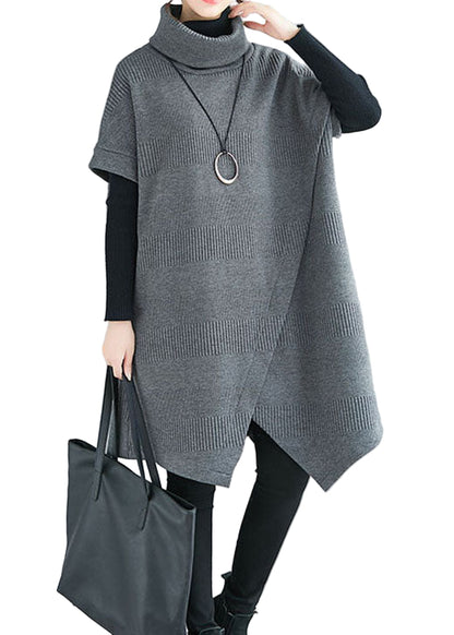 Kvinnors Asymmetrisk Klänning med Turtle Neck 0