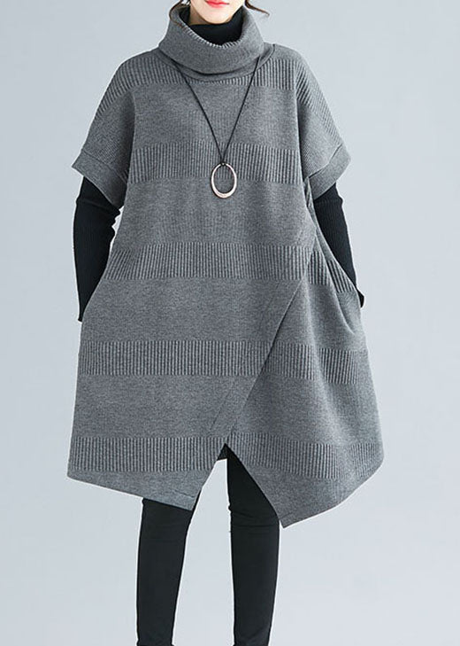 Kvinnors Asymmetrisk Klänning med Turtle Neck 2