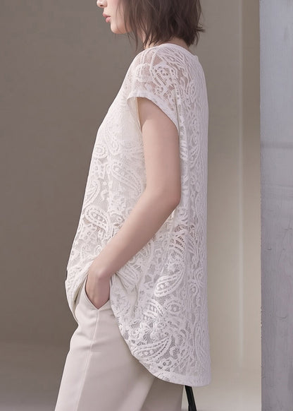 Kvinnors Asymmetrisk Spets T-shirt 4