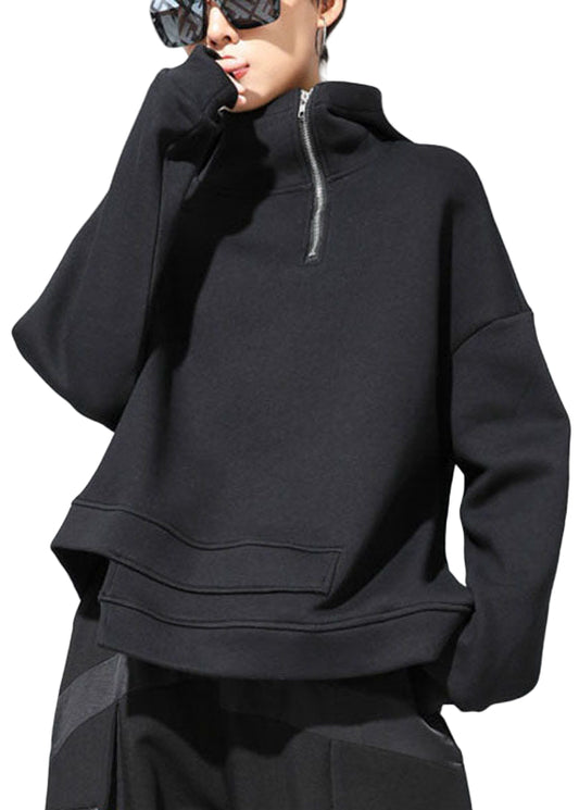 Kvinnors Asymmetrisk Sweatshirt med Dragkedja 0