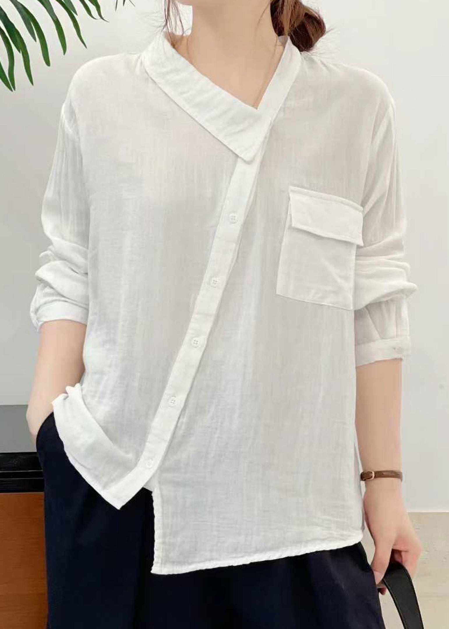 Kvinnors Asymmetrisk Topp Patchwork Design 1