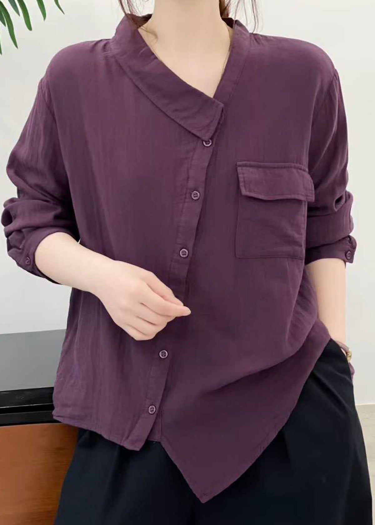 Kvinnors Asymmetrisk Topp Patchwork Design 2