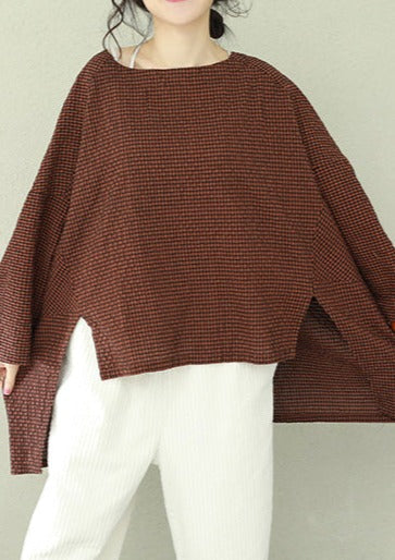 Kvinnors Asymmetrisk Topp i Rutig Bomull 1