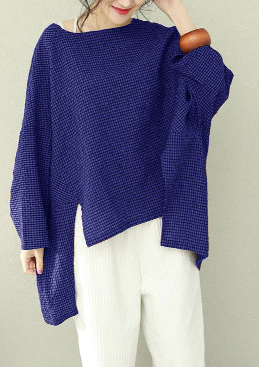 Kvinnors Asymmetrisk Topp i Rutig Bomull 9