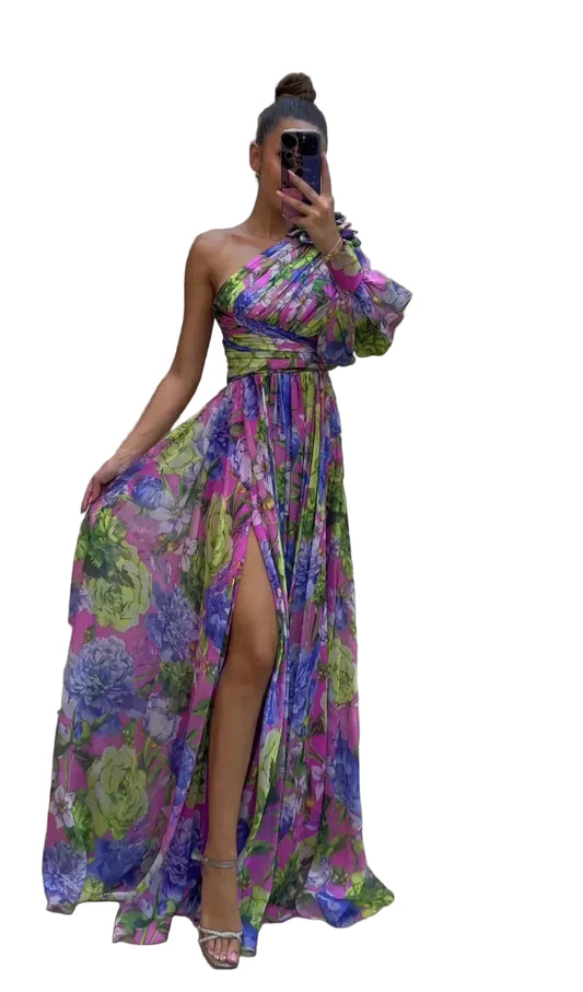 Kvinnors Axellös Klänning Flowy Med Blommönster 0