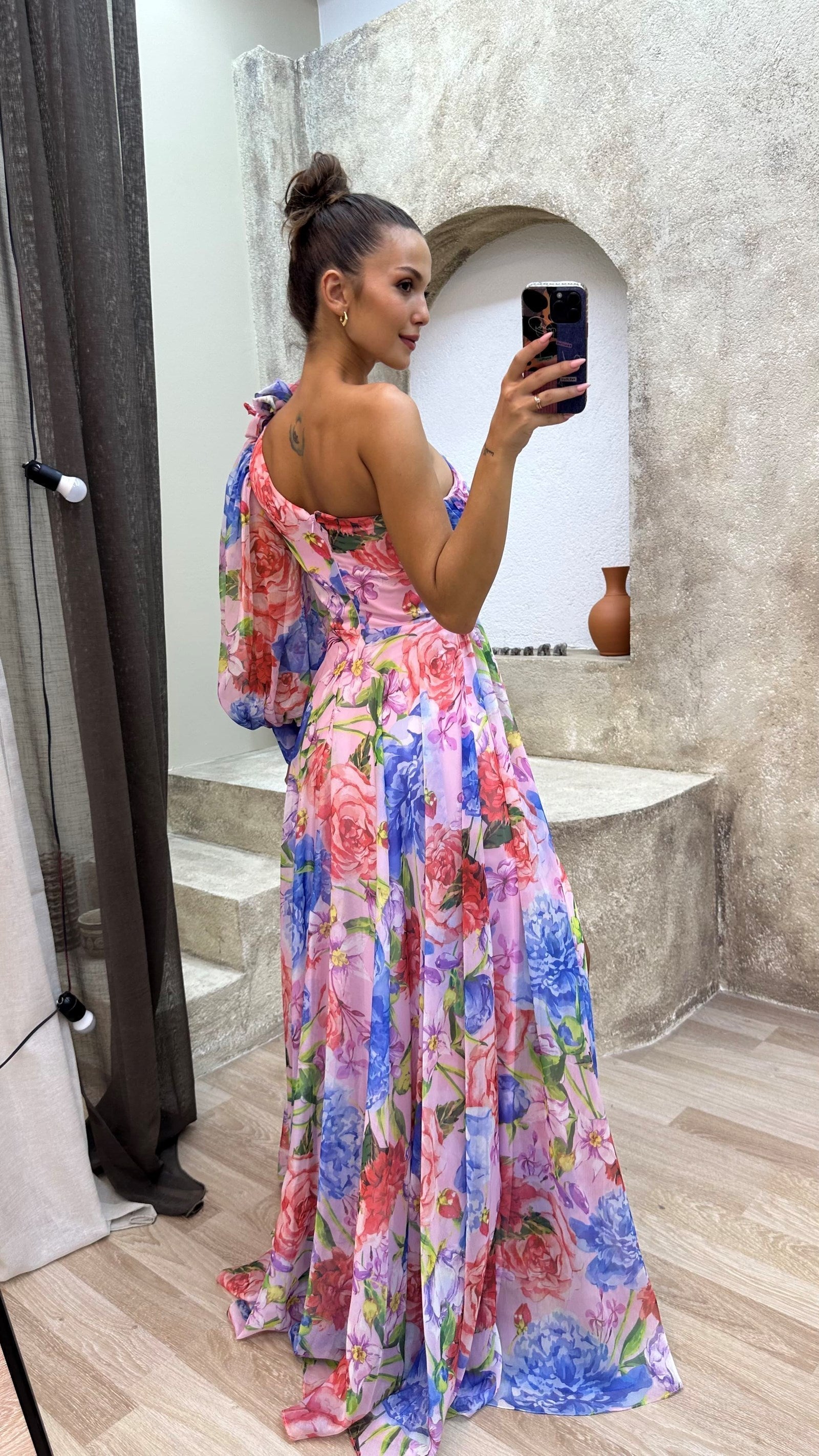 Kvinnors Axellös Klänning Flowy Med Blommönster 1