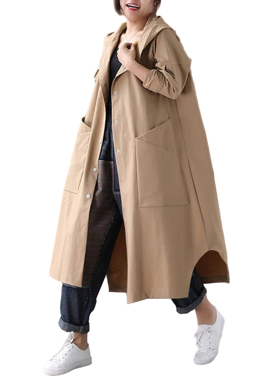 Kvinnors Baggy Coat med Stora Fickor 0